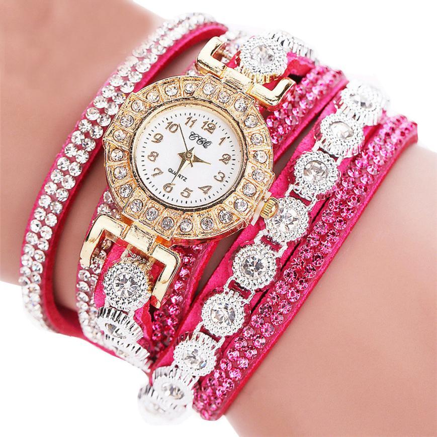 Reloj masculino de cuarzo para mujer, reloj de pulsera de piel sintética con diamantes de imitación para mujer