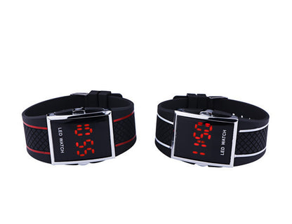 Reloj de pulsera deportivo digital LED blanco y negro unisex informal para hombre y mujer, reloj de pulsera con fecha 