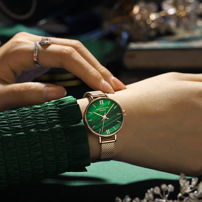 Reloj pequeño luminoso de color verde resistente al agua con forma de disco de moda