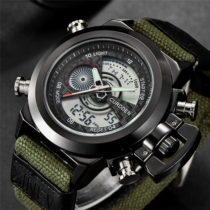 Reloj electrónico de doble pantalla con correa de nailon