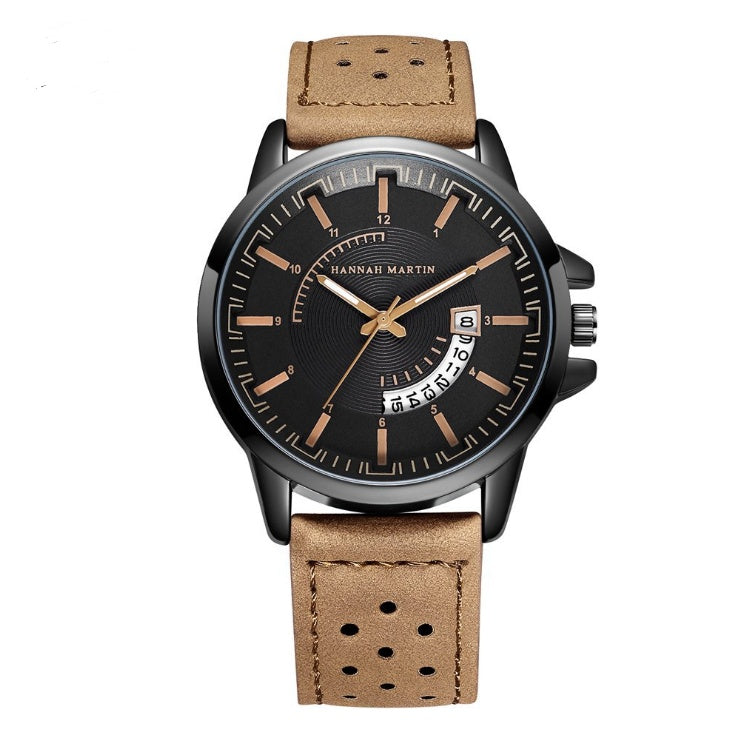 Creative calendar new men's sports and leisure belt watch summer breathable small hole belt quartz watch