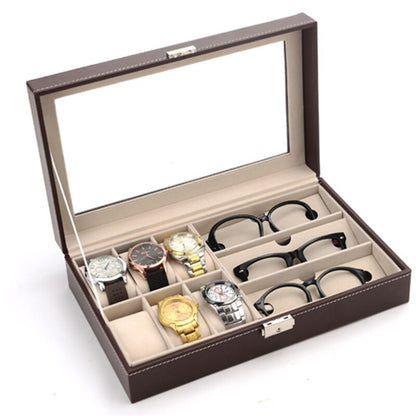 Watch Box Stock Wooden Glasses Case Pu Watch Jewelry Box