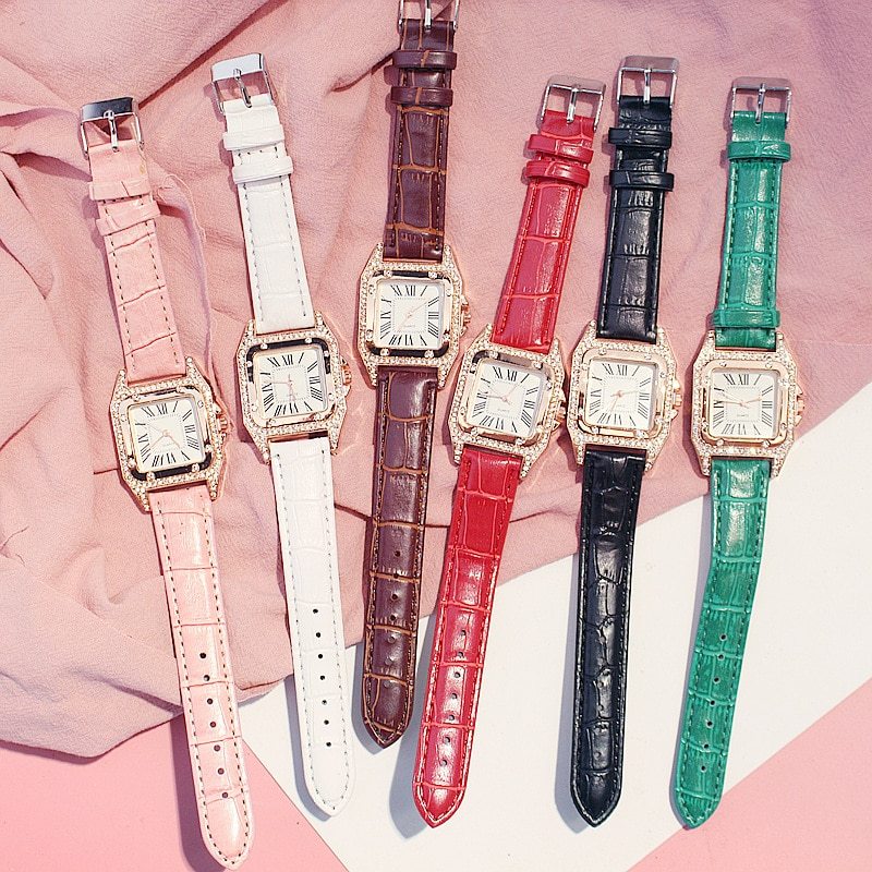 Reloj de diamantes, reloj femenino, tendencia de moda estudiantil, reloj casual para parejas