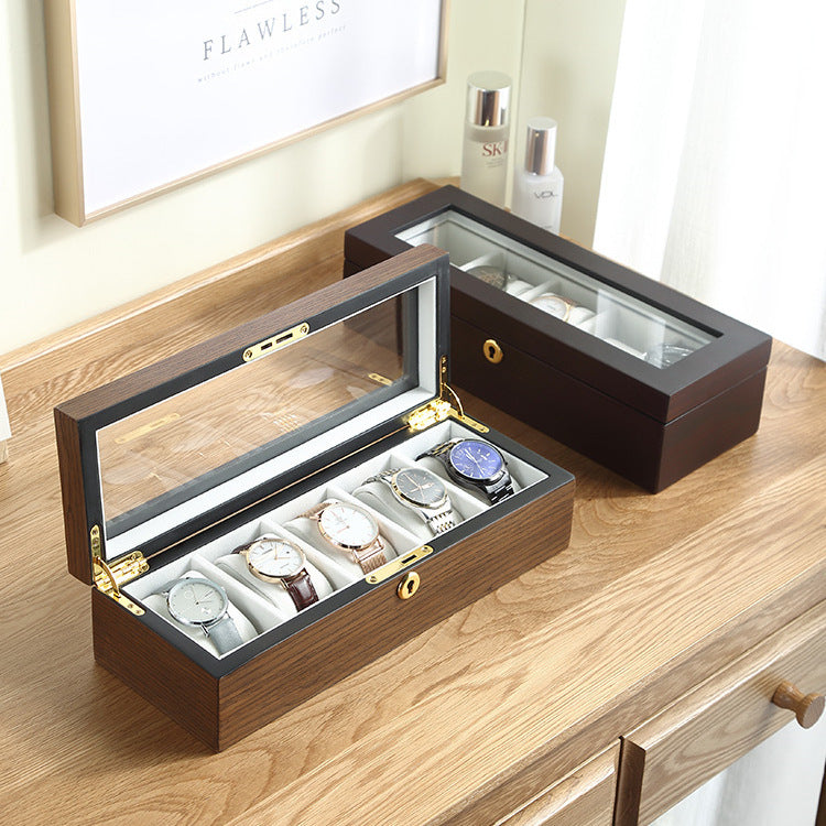 Glass Watch High-end Men's Simple Wooden Storage Box