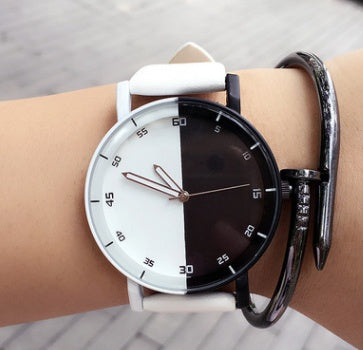 Black and white mosaic Harajuku creative watch student table personality wild men and women watch couple watches