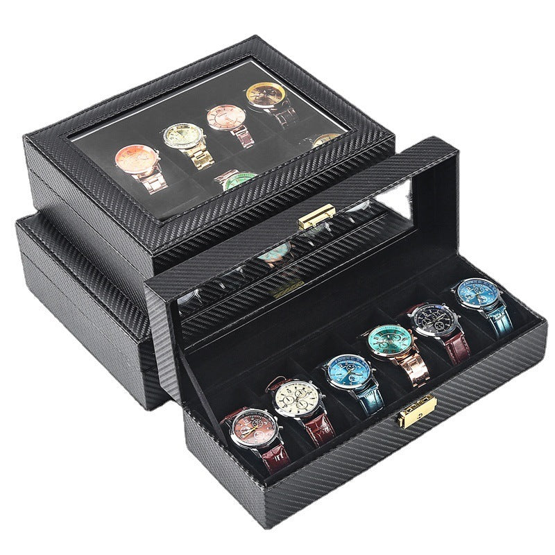 Watch storage box carbon fiber watch box skylight watch finishing collection display box