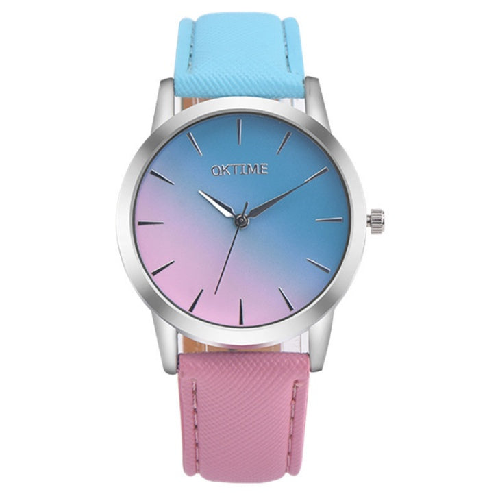 Reloj de pulsera analógico de cuarzo para mujer, diseño retro de arcoíris, estilo informal y elegante