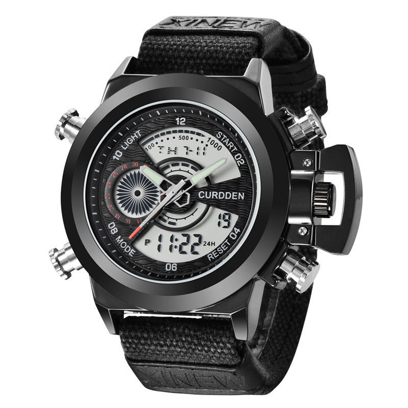 Reloj electrónico de doble pantalla con correa de nailon