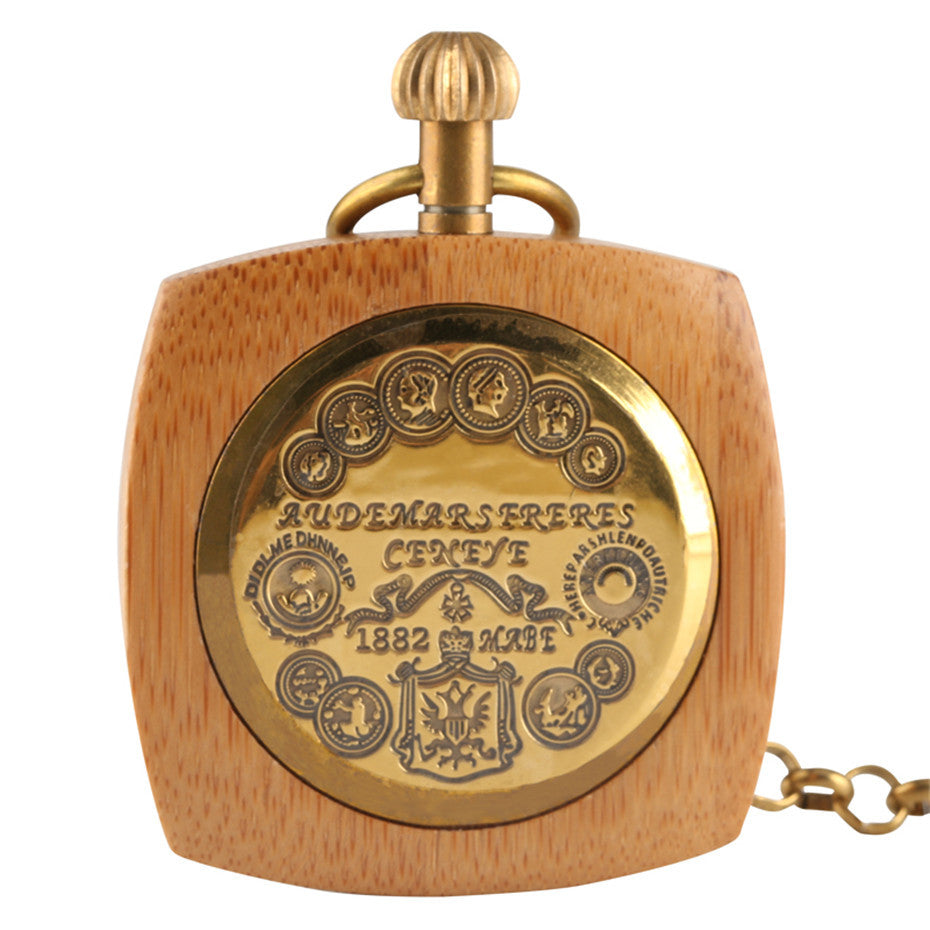 Reloj de bolsillo romano de caoba