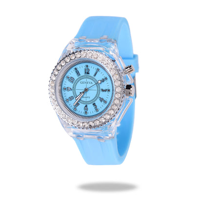 Relojes luminosos LED Geneva para mujer, relojes de cuarzo para mujer, relojes de pulsera de silicona para mujer