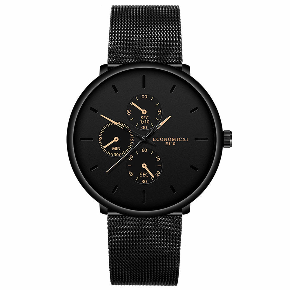 Reloj negro delgado para estudiantes masculinos