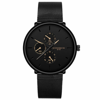 Reloj negro delgado para estudiantes masculinos