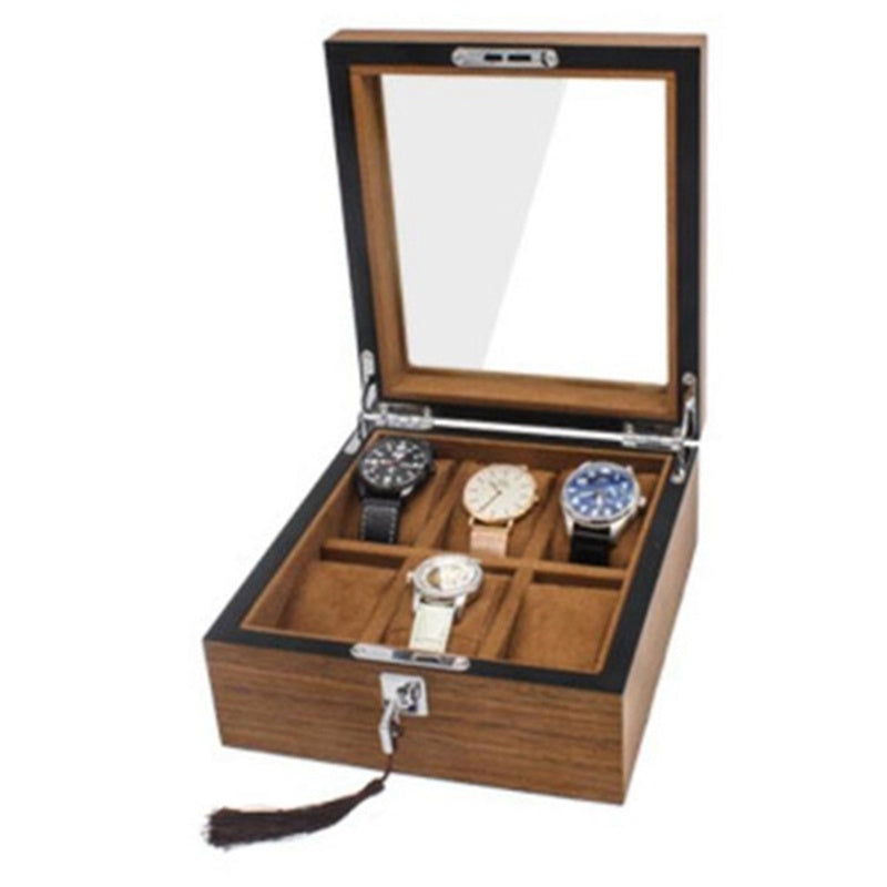 Matte wood grain lock watch storage box