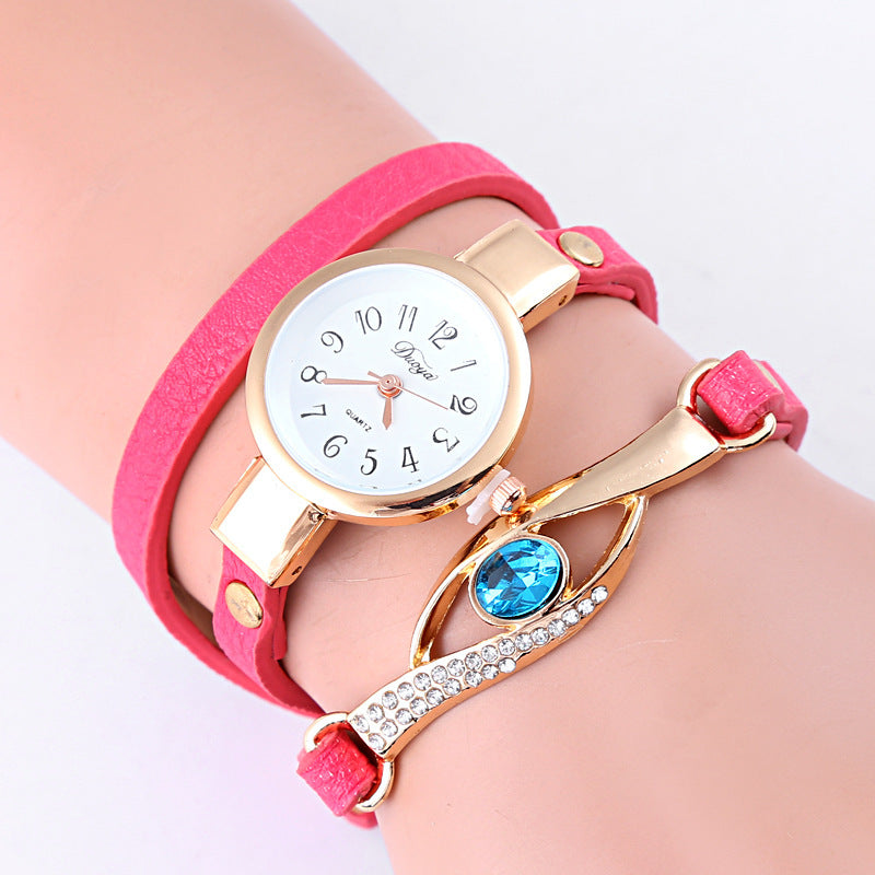 Reloj de cuarzo con pulsera larga de cristal azul