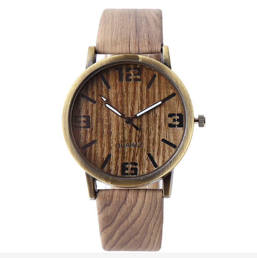 Reloj de pulsera con vetas de madera