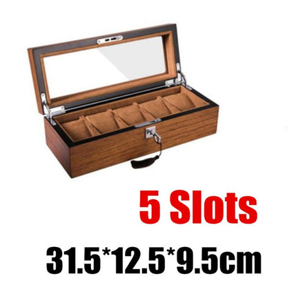 Matte wood grain lock watch storage box