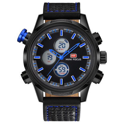Double display luminous waterproof leather strap