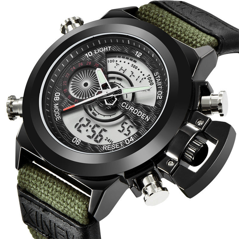 Reloj electrónico de doble pantalla con correa de nailon