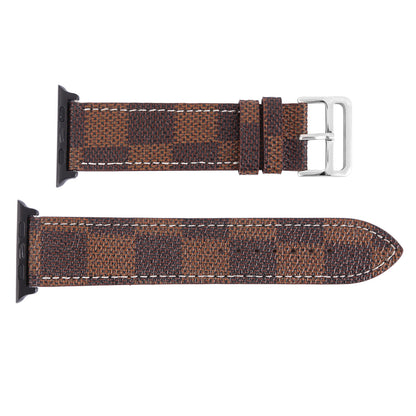 Compatible with Apple, Watch strap iwtch strap checkered iWatch leather watchband