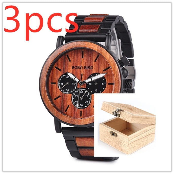 BOBO BIRD Relojes de madera para hombre, reloj masculino de primera marca de lujo, elegante reloj cronógrafo militar, un gran regalo para hombres OEM