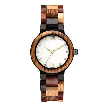 Reloj de mujer de madera color concha perla simple