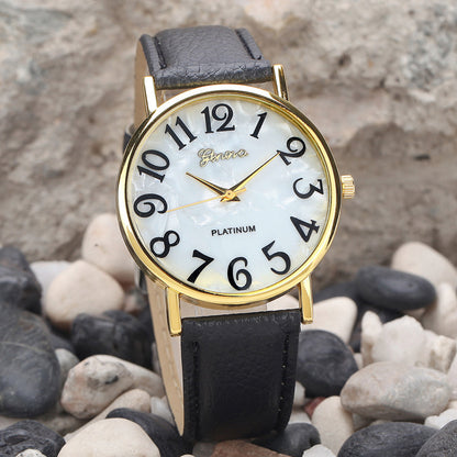 Reloj con correa de mármol, reloj de moda de Ginebra, reloj informal con esfera de concha para hombres y mujeres