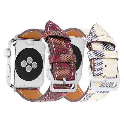 Compatible with Apple, Watch strap iwtch strap checkered iWatch leather watchband