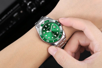 YOLAKO Relojes para hombre Nuevo reloj de negocios de lujo para hombre Calendario Esfera verde Reloj de moda para hombre reloj hombre zegarek meski