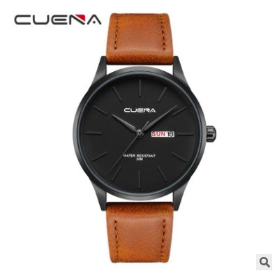 Reloj de cuarzo CUENA, reloj sencillo con correa resistente al agua, reloj con correa para hombre, reloj de cuarzo