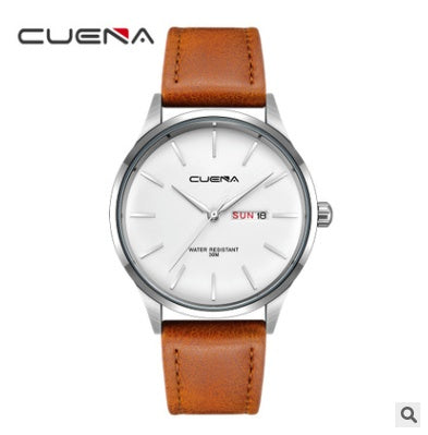 Reloj de cuarzo CUENA, reloj sencillo con correa resistente al agua, reloj con correa para hombre, reloj de cuarzo