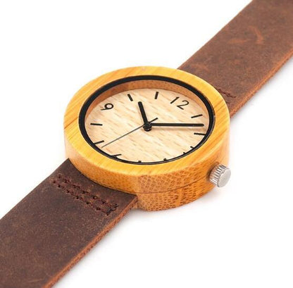 RELOJ DE MADERA HECHO A MANO DE BAMBÚ PARA SEÑORA BOBO BIRD