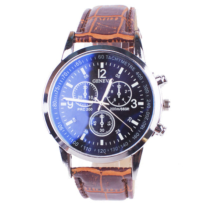 Reloj de pulsera de cristal con luz azul para hombre