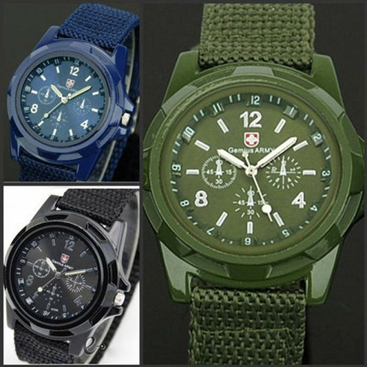 Reloj de pulsera de cuarzo con correa de nailon y esfera redonda para hombre, estilo militar, estilo deportivo, estilo militar, Gemius Army