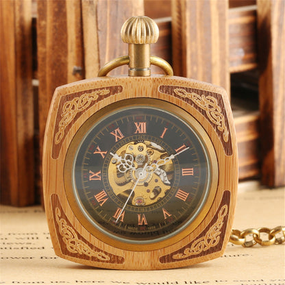 Reloj de bolsillo romano de caoba