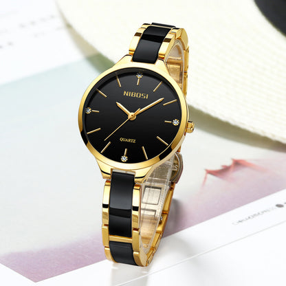 Rhinestone Ceramic Waterproof Quartz Ladies Watch