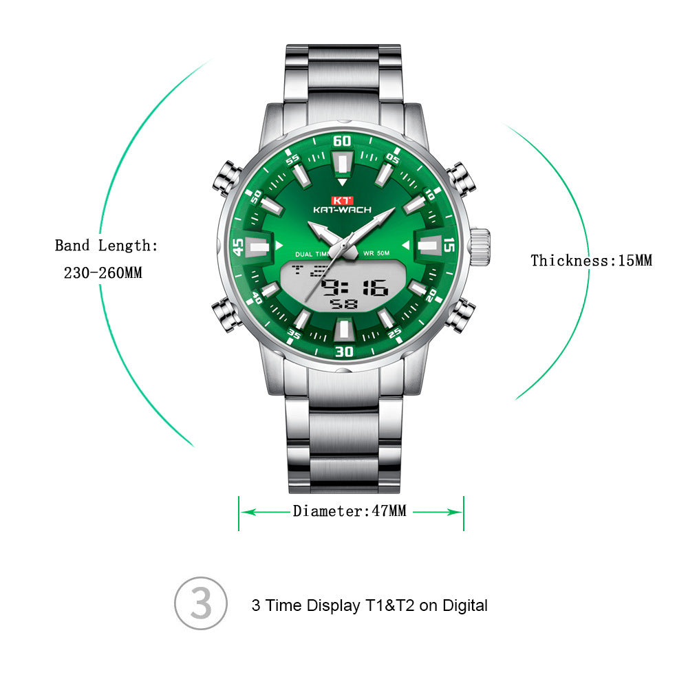 Dual Movement Luminous Large Dial Watch