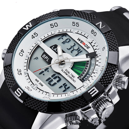 Dual Display Electronic Men's Sports And Leisure Silica Gel Band Quartz Watch