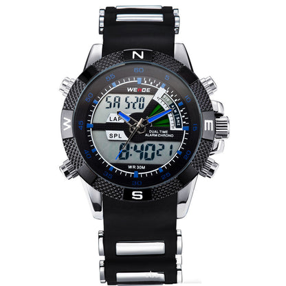 Dual Display Electronic Men's Sports And Leisure Silica Gel Band Quartz Watch