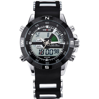Dual Display Electronic Men's Sports And Leisure Silica Gel Band Quartz Watch