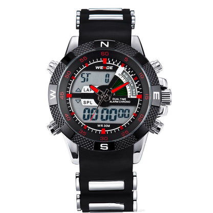 Dual Display Electronic Men's Sports And Leisure Silica Gel Band Quartz Watch