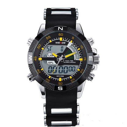 Dual Display Electronic Men's Sports And Leisure Silica Gel Band Quartz Watch
