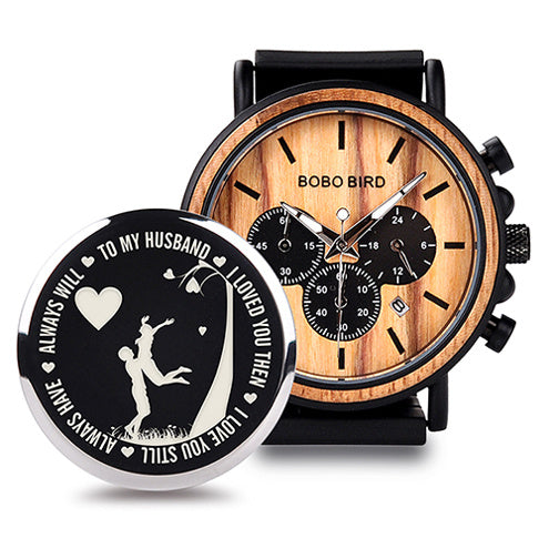 BOBO BIRD Relojes de madera para hombre, reloj masculino de primera marca de lujo, elegante reloj cronógrafo militar, un gran regalo para hombres OEM