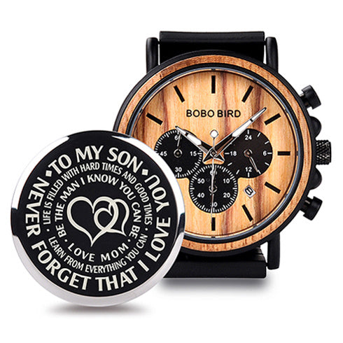 BOBO BIRD Relojes de madera para hombre, reloj masculino de primera marca de lujo, elegante reloj cronógrafo militar, un gran regalo para hombres OEM