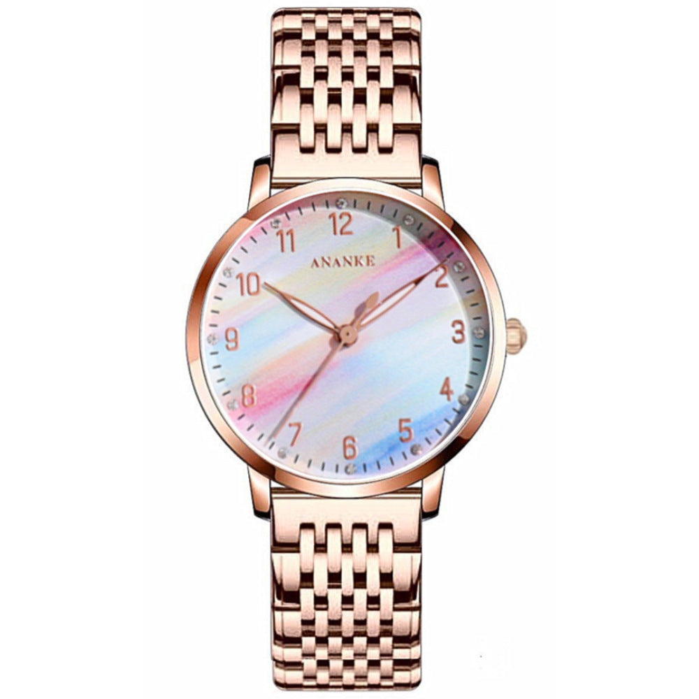 New Style Casual Watch Female Rainbow Color Japanese Movement Temperament Ladies Watch Student Watch Custom