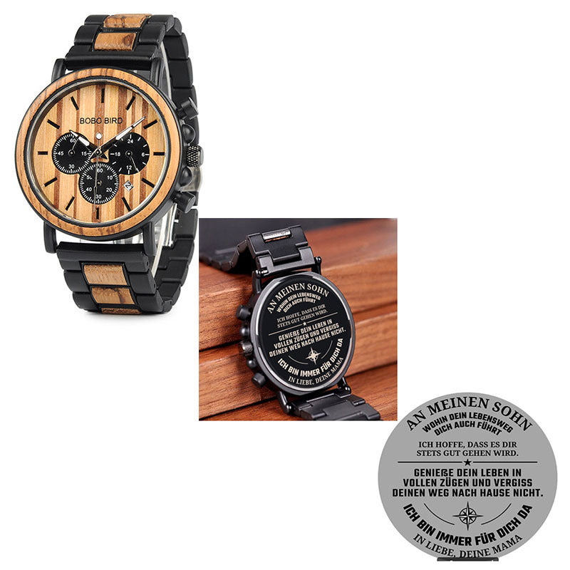 BOBO BIRD Relojes de madera para hombre, reloj masculino de primera marca de lujo, elegante reloj cronógrafo militar, un gran regalo para hombres OEM