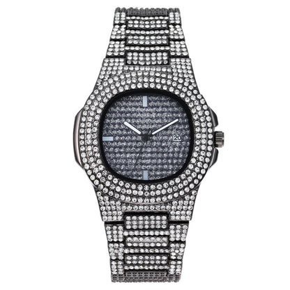 Relojes para hombre, marca de lujo, moda, reloj de cuarzo con fecha y diamantes 