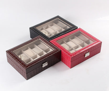 Watch Storage Box Window Leather Jewelry Box High-End Watch Packaging And Finishing Box