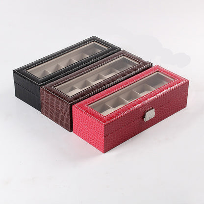 Watch Storage Box Window Leather Jewelry Box High-End Watch Packaging And Finishing Box