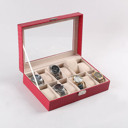 Watch Storage Box Window Leather Jewelry Box High-End Watch Packaging And Finishing Box