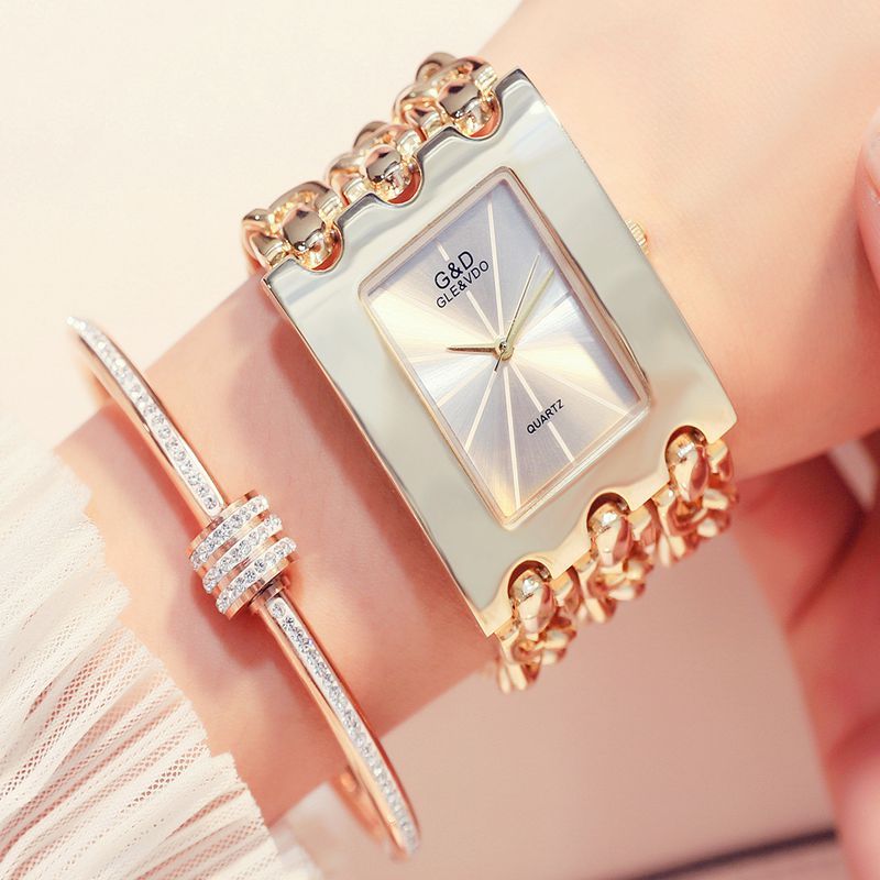 Reloj de cuarzo analógico para mujer con correa de acero inoxidable de marca de lujo, reloj de pulsera informal para mujer